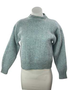 The Baggy Shag by Lord Jeff Blue Wool Long Sleeve Mock Neck Sweater Top Size XL